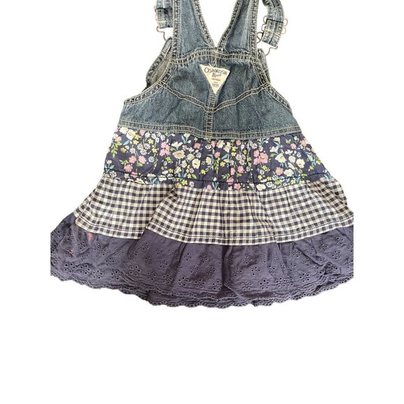 OshKosh BGosh Girls Denim Patchwork Overall Dress Size 3T - Picture 6 of 7